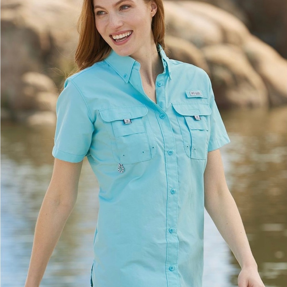Columbia | PFG Bahama short sleeve fishing shirt light blue